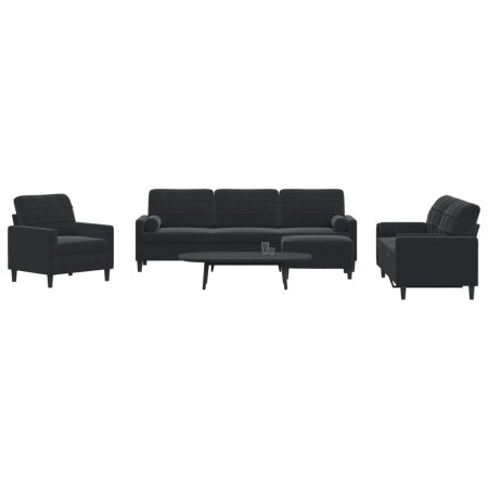 Schwarzes Samt-Sofaset mit 4 Kissenstücken. von , Sofas - Ref: Foro24-3278466, Preis: 740,99 €, Rabatt: %