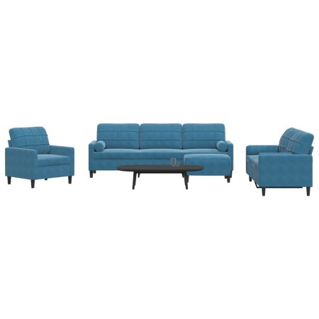 Sofagarnitur mit 4 blauen Samtkissen von , Sofas - Ref: Foro24-3278470, Preis: 740,99 €, Rabatt: %