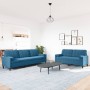 2-piece blue velvet sofa set with cushions by , Sofas - Ref: Foro24-3278500, Price: 565,63 €, Discount: %