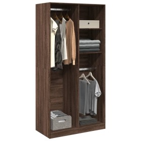 Armario madera contrachapada color roble marrón 100x50x200 cm de , Armarios roperos - Ref: Foro24-3307771, Precio: 202,99 €, ...