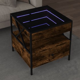 Coffee table with Infinity LED smoked oak 50x50x51 cm by , Coffee table - Ref: Foro24-847714, Price: 126,99 €, Discount: %