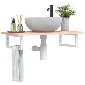 Wall-mounted steel and solid oak wood sink shelf by , bathroom vanities - Ref: Foro24-3302544, Price: 71,99 €, Discount: %