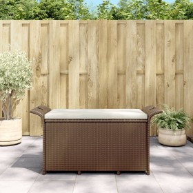 Gartenbank mit braunem Kunststoff-Rattan-Kissen 116x46x57 cm. von , Gartenbänke - Ref: Foro24-363419, Preis: 109,80 €, Rabatt: %