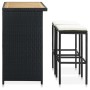 Garden bar table and chairs set 3 pieces black synthetic rattan by vidaXL, Furniture sets for kitchens and dining rooms - Ref...