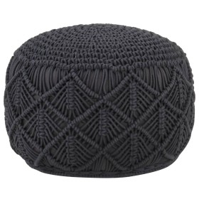 Puf de macramé hecho a mano algodón gris antracita 45x30 cm de , Otomanas - Ref: Foro24-324003, Precio: 76,38 €, Descuento: %