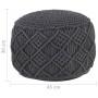 Handmade macramé pouf in anthracite gray cotton, 45x30 cm by , Ottomans - Ref: Foro24-324003, Price: 76,38 €, Discount: %