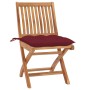 Garden chairs 2 units teak wood with red wine cushions by , Garden chairs - Ref: Foro24-3062457, Price: 189,82 €, Discount: %