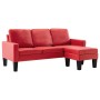 Dreisitzer-Sofa mit rotem Kunstleder-Fußhocker. von , Sofas - Ref: Foro24-288772, Preis: 469,29 €, Rabatt: %