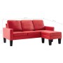 3-seater sofa with red synthetic leather ottoman by , Sofas - Ref: Foro24-288772, Price: 469,29 €, Discount: %