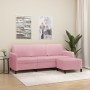 Dreisitzer-Sofa mit rosa Samt-Hocker, 180 cm. von , Sofas - Ref: Foro24-3201177, Preis: 349,46 €, Rabatt: %