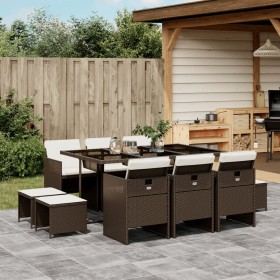 Garten-Essgruppe 11-teilig mit braunen Kunststoff-Rattan-Kissen. von , Gartensets - Ref: Foro24-3210609, Preis: 609,99 €, Rab...