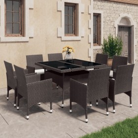 Garten-Essgruppe 9-teilig aus PE-Rattan mit gehärtetem Glas, braun. von , Gartensets - Ref: Foro24-3095895, Preis: 593,19 €, ...