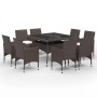 9-piece garden dining set made of brown PE rattan with tempered glass. by , Garden sets - Ref: Foro24-3095895, Price: 593,19 ...