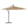 Garden umbrella with LED lights, brown steel pole, 246x246x230 cm. by , Umbrellas - Ref: Foro24-4005086, Price: 178,99 €, Dis...