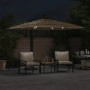 Garden umbrella with LED lights, brown steel pole, 246x246x230 cm. by , Umbrellas - Ref: Foro24-4005086, Price: 178,99 €, Dis...