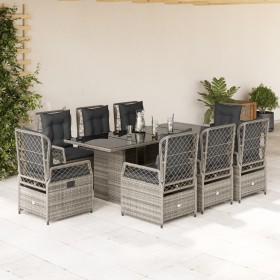 Garden dining set 9 pieces and gray synthetic rattan cushions by , Garden sets - Ref: Foro24-3262929, Price: 1,00 €, Discount: %