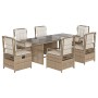 Garten-Essgruppe 7-teilig mit Kissen aus synthetischem Rattan in Beige. von , Gartensets - Ref: Foro24-3262936, Preis: 788,39...