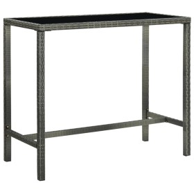 Mesa alta de jardín ratán sintético y vidrio gris 130x60x110cm de vidaXL, Mesas de jardín - Ref: Foro24-313462, Precio: 116,9...