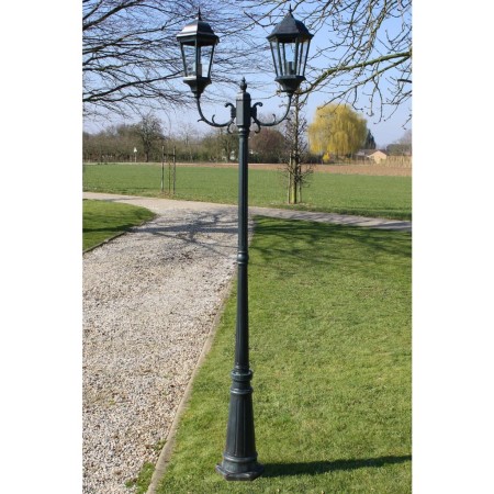 Garden lamppost 2 arms 230 cm dark green/black aluminum by vidaXL, Outdoor lighting - Ref: Foro24-40244, Price: 184,99 €, Dis...