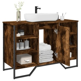 Armario lavabo baño madera ingeniería roble ahumado 91x35x60 cm de , Muebles de baño - Ref: Foro24-848666, Precio: 90,41 €, D...