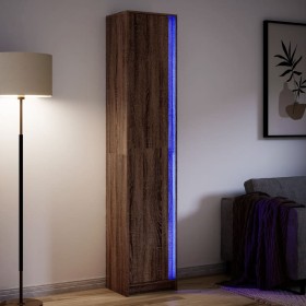 Aparador con LED madera ingeniería marrón roble 41,5x32,5x200cm de , Aparadores - Ref: Foro24-3307904, Precio: 154,99 €, Desc...