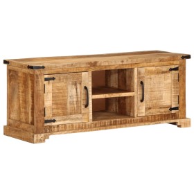 Solid rough mango wood TV stand 110x35x45 cm by , CD and DVD storage - Ref: Foro24-376038, Price: 238,99 €, Discount: %