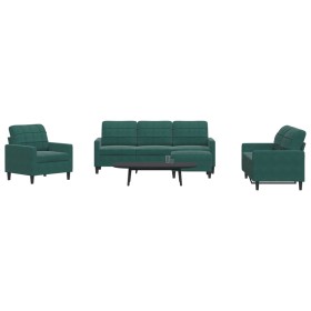 Set of sofas with 4 dark green velvet cushions by , Sofas - Ref: Foro24-3278363, Price: 671,99 €, Discount: %