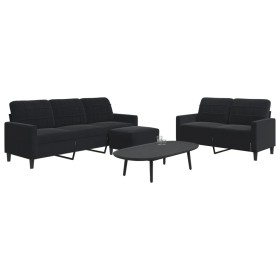 3-piece black velvet sofa set with cushions by , Sofas - Ref: Foro24-3278406, Price: 538,99 €, Discount: %