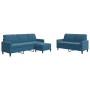 Set of sofas with 3 blue velvet cushions by , Sofas - Ref: Foro24-3278410, Price: 528,44 €, Discount: %