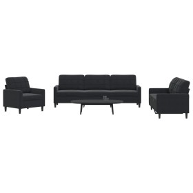 Schwarzes Samt-Sofaset mit 4 Kissenstücken. von , Sofas - Ref: Foro24-3278446, Preis: 709,99 €, Rabatt: %