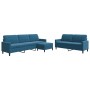 Set of sofas with 3 blue velvet cushions by , Sofas - Ref: Foro24-3278490, Price: 564,99 €, Discount: %