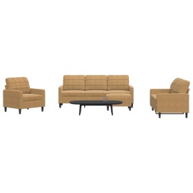 Sofagarnitur mit 4-teiligen braunen Samtkissen von , Sofas - Ref: Foro24-3278368, Preis: 672,38 €, Rabatt: %