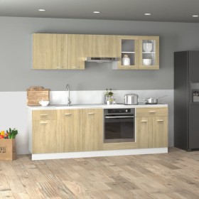 Kitchen furniture set, 8 pieces, engineered wood, Sonoma oak. by , Kitchen cabinets - Ref: Foro24-3307656, Price: 494,79 €, D...