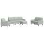 Sofagarnitur mit 4-teiligen Kissen aus hellgrauem Samtstoff. von , Sofas - Ref: Foro24-3278361, Preis: 642,32 €, Rabatt: %