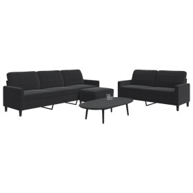 3-piece black velvet sofa set with cushions by , Sofas - Ref: Foro24-3278486, Price: 564,99 €, Discount: %