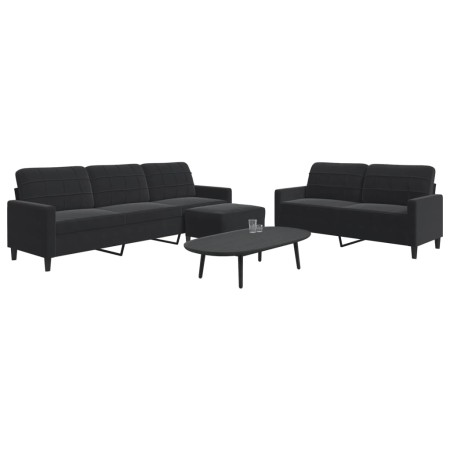 Schwarzes Samt-Sofaset mit 3 Kissenstücken. von , Sofas - Ref: Foro24-3278486, Preis: 615,85 €, Rabatt: %