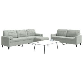 3-piece light gray velvet sofa set with cushions by , Sofas - Ref: Foro24-3278501, Price: 571,60 €, Discount: %