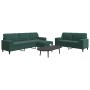 Set of sofas with 3 dark green velvet cushions by , Sofas - Ref: Foro24-3278503, Price: 600,14 €, Discount: %