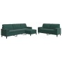 Set of sofas with 3 dark green velvet cushions by , Sofas - Ref: Foro24-3278503, Price: 600,14 €, Discount: %