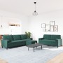 Set of sofas with 3 dark green velvet cushions by , Sofas - Ref: Foro24-3278503, Price: 600,14 €, Discount: %