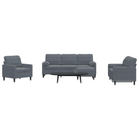 Set of sofas with 4 dark gray velvet cushions by , Sofas - Ref: Foro24-3278382, Price: 715,99 €, Discount: %