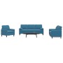 Set of sofas with 3 blue velvet cushions by , Sofas - Ref: Foro24-3278380, Price: 643,41 €, Discount: %