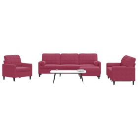 Set of sofas with 4 pieces of red velvet cushions by , Sofas - Ref: Foro24-3278465, Price: 700,28 €, Discount: %