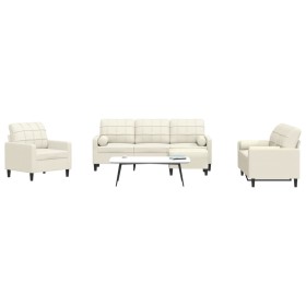 Sofagarnitur mit 4-teiligen cremefarbenen Samtkissen. von , Sofas - Ref: Foro24-3278389, Preis: 698,99 €, Rabatt: %