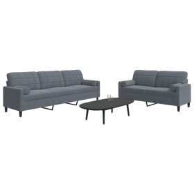 Set of sofas with 2 dark gray velvet cushions by , Sofas - Ref: Foro24-3278492, Price: 538,91 €, Discount: %