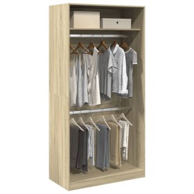 Armario madera contrachapada color roble Sonoma 100x50x200 cm de , Armarios roperos - Ref: Foro24-3307803, Precio: 174,88 €, ...