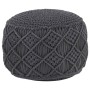 Handmade macramé pouf in anthracite gray cotton, 45x30 cm by , Ottomans - Ref: Foro24-324004, Price: 81,08 €, Discount: %