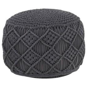 Handmade macramé pouf in anthracite gray cotton, 45x30 cm by , Ottomans - Ref: Foro24-324004, Price: 81,99 €, Discount: %