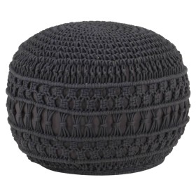 Handmade macramé pouf in anthracite gray cotton, 45x30 cm by , Ottomans - Ref: Foro24-324006, Price: 72,99 €, Discount: %