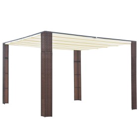 Gazebo with synthetic rattan roof 300x300x200 cm in brown and cream by , Tents and gazebos - Ref: Foro24-44816, Price: 361,99...